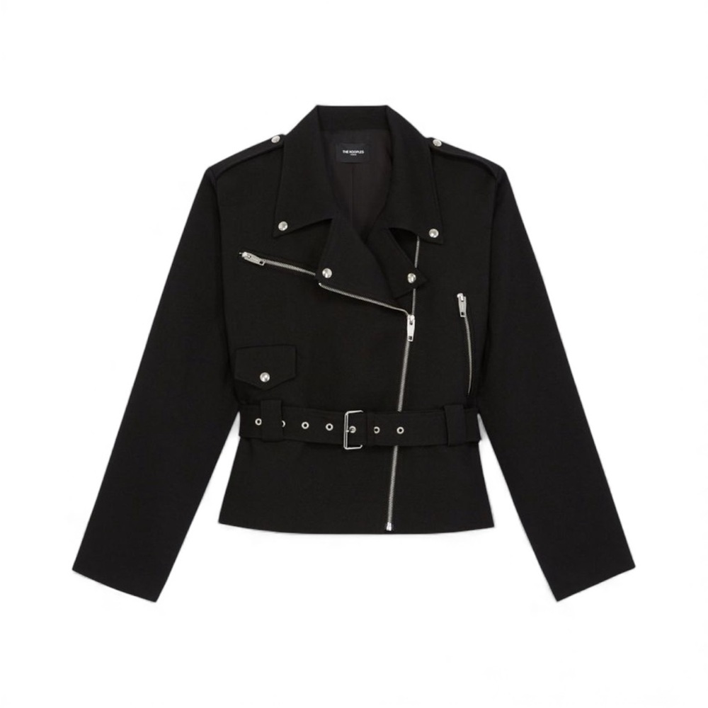 THE KOOPLES Cropped Biker-Style Wool Coat
Size FR 2 Medium US Women’s NWT